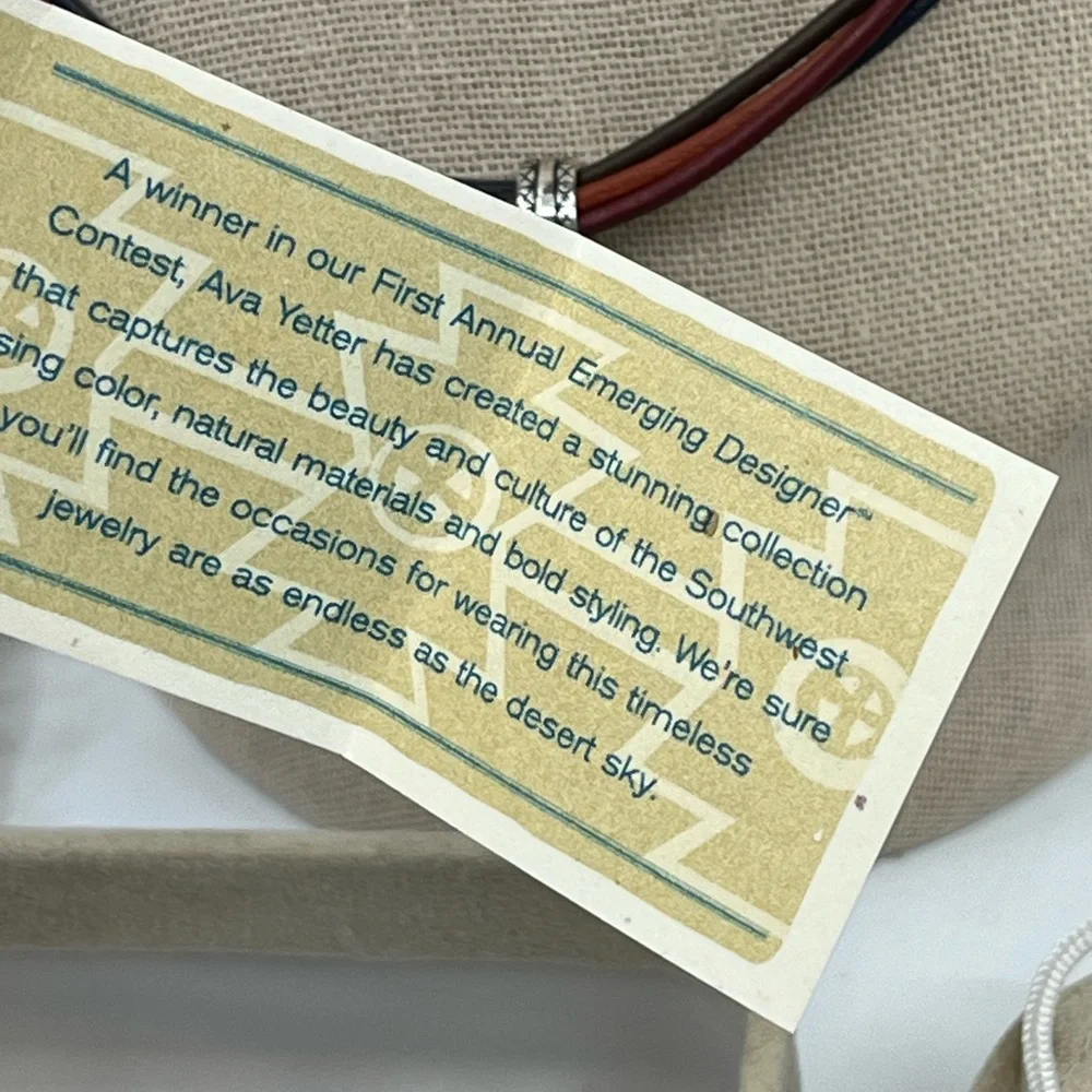 Vintage Ava Yetter Southwestern Pendant Necklace – Amber, Lapis, 925 Sterling - Picture 13 of 17